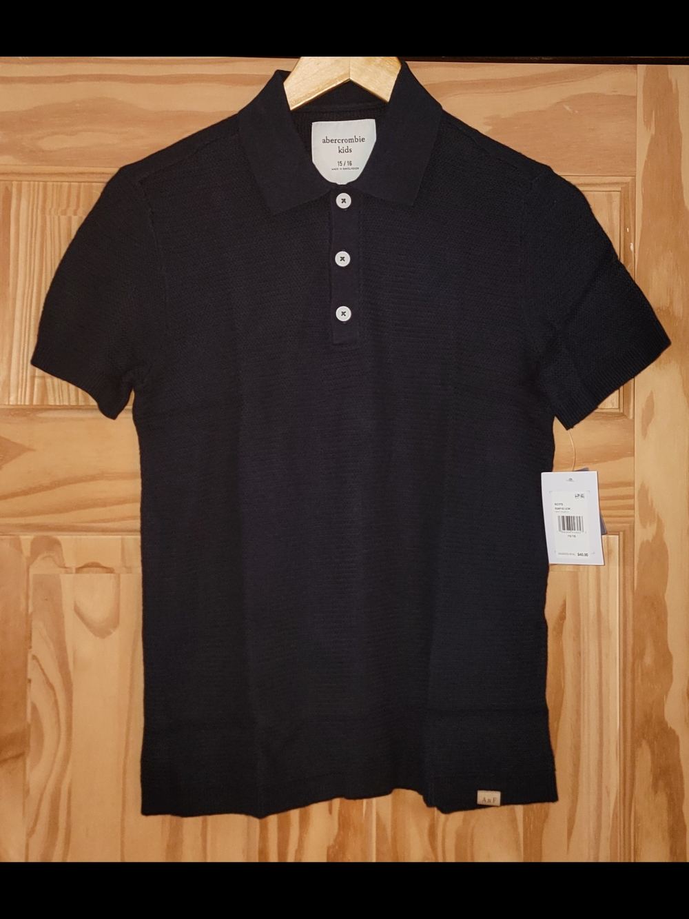 Abercrombie Kids Navy Blue Knit Swolo Shirt - Size 15/16 Big Kid